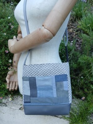 Sac gris poche patchwork 2