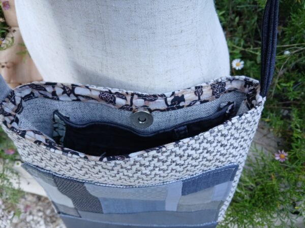 Sac gris poche patchwork 2