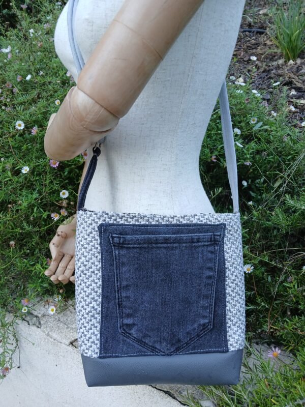 Sac gris poche patchwork 2