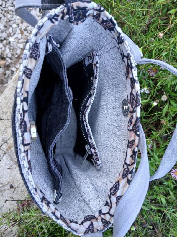 Sac gris poche patchwork 2