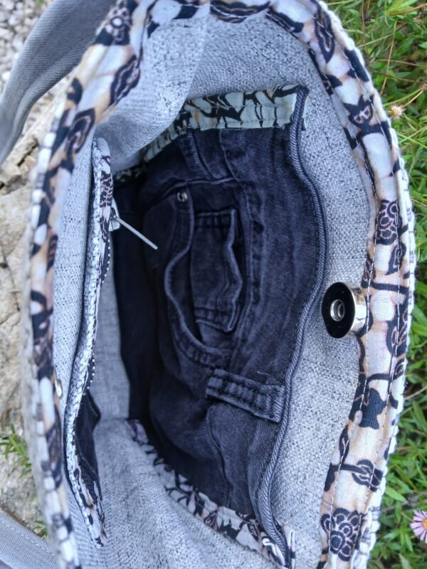 Sac gris poche patchwork 2
