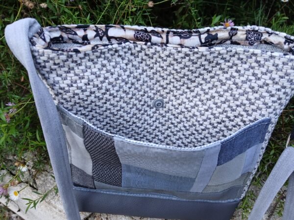 Sac gris poche patchwork 2