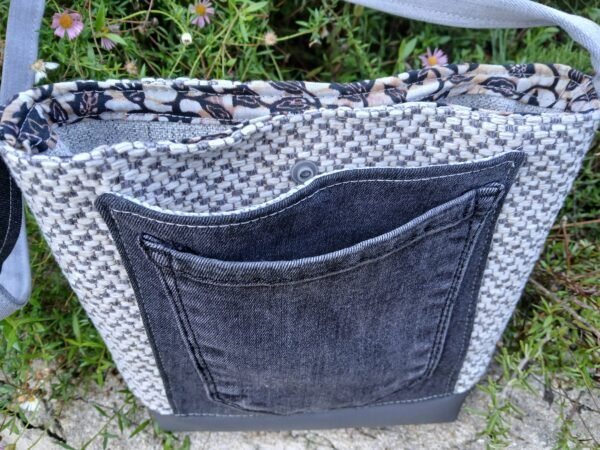 Sac gris poche patchwork 2