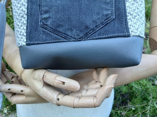Sac gris poche patchwork 2