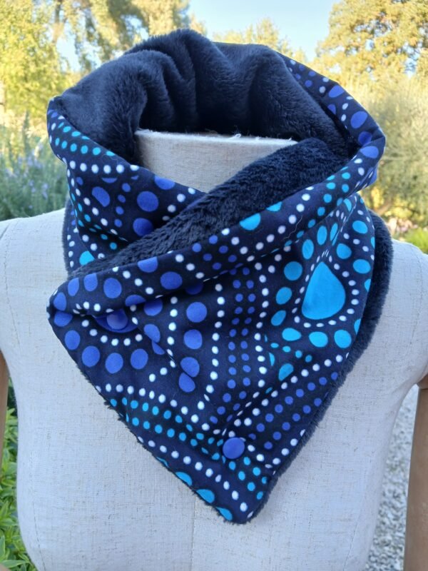 Cache cou bleu roi et turquoise