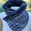 Cache cou noir motifs blancs 2