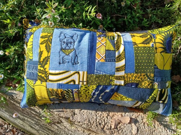 Housse coussin Dog français jaune