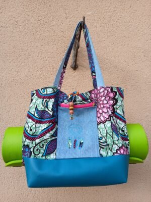 Sac de yoga / sport vert, rose et bleu Petit modèle
