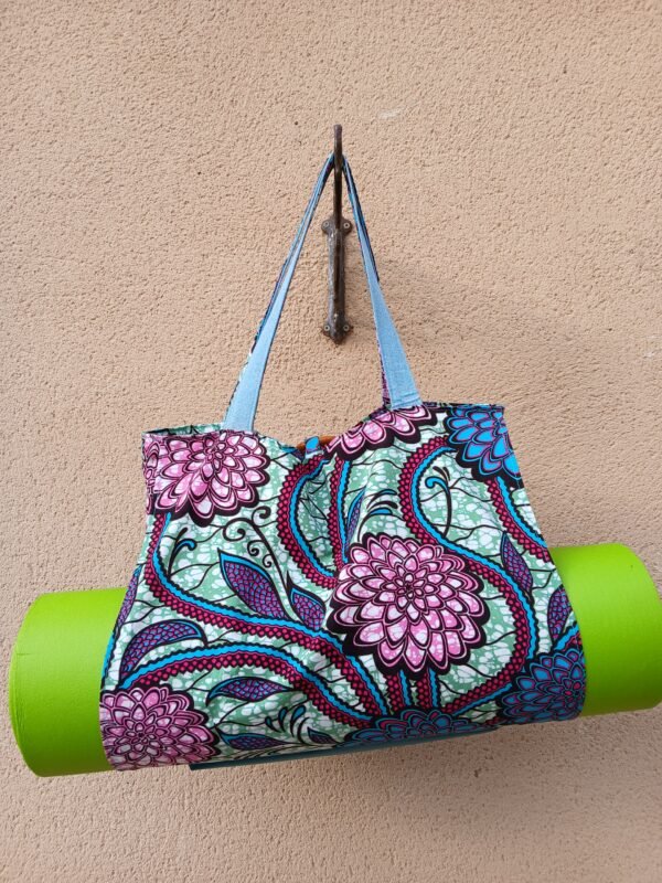 Sac de yoga / sport vert, rose et bleu Petit modèle