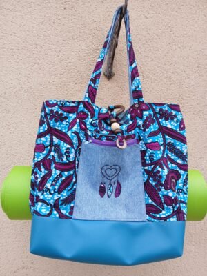 Sac de yoga / parme et gris Grand modèle