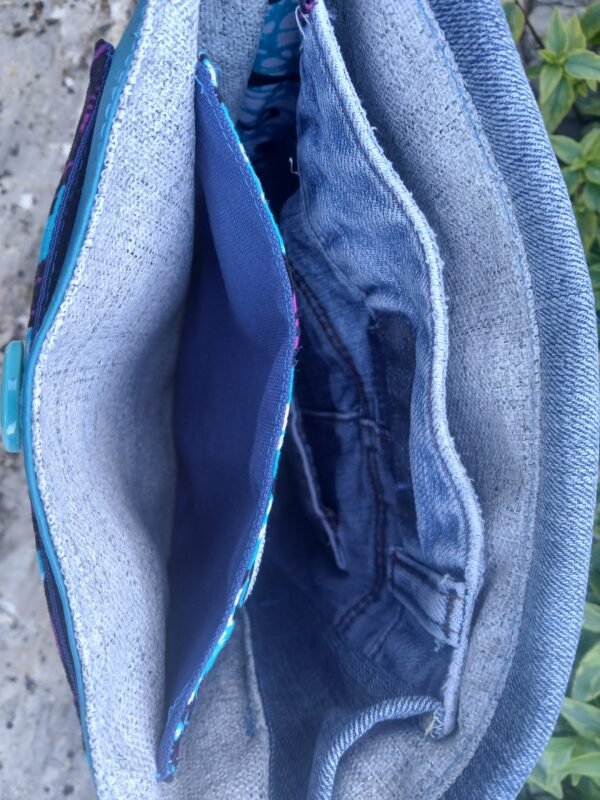 Sac Bandoulière multipoches chat bleu
