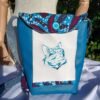 Sac Bandoulière multipoches chat bleu