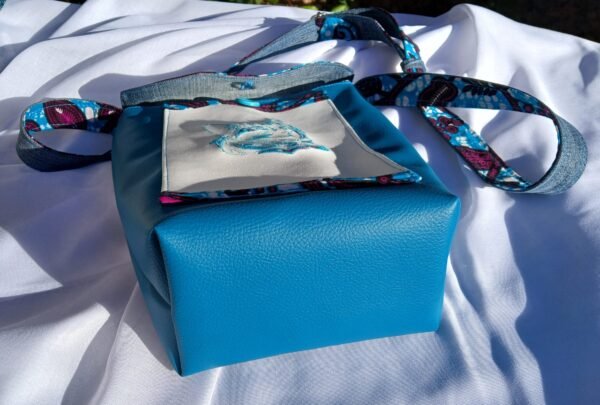 Sac Bandoulière multipoches chat bleu