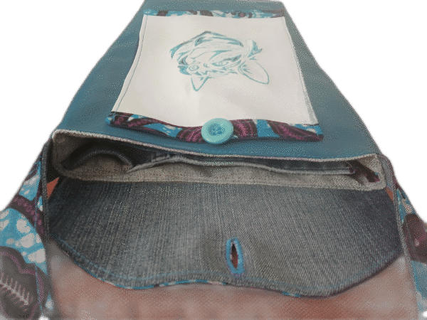 Sac Bandoulière multipoches chat bleu