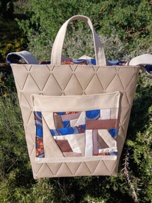 Sac poche patchwork vinyle marin brun