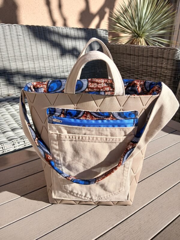 Sac poche patchwork vinyle marin brun