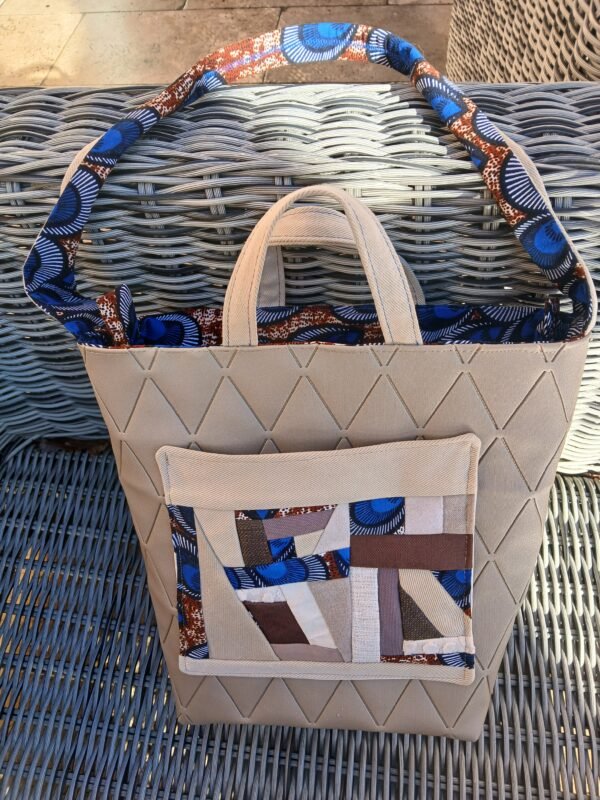 Sac poche patchwork vinyle marin brun