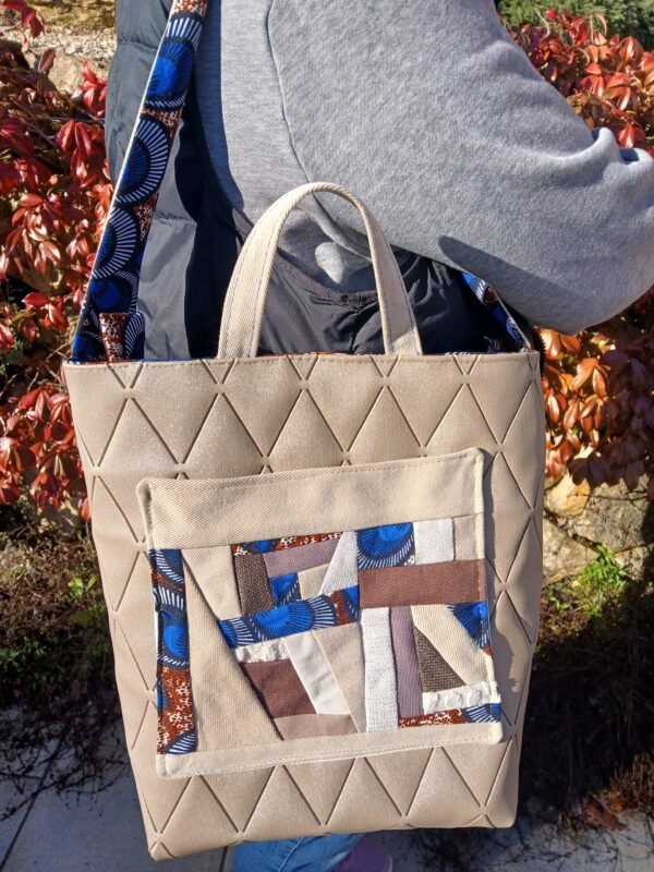 Sac poche patchwork vinyle marin brun