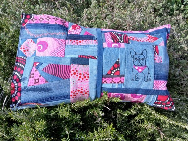 Housse coussin Dog français rose