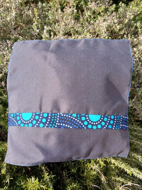 Housse coussin chat turquoise jaune