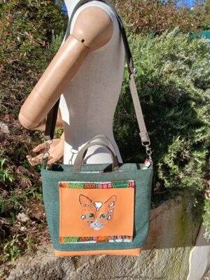 Sac poche simili brodée Chat