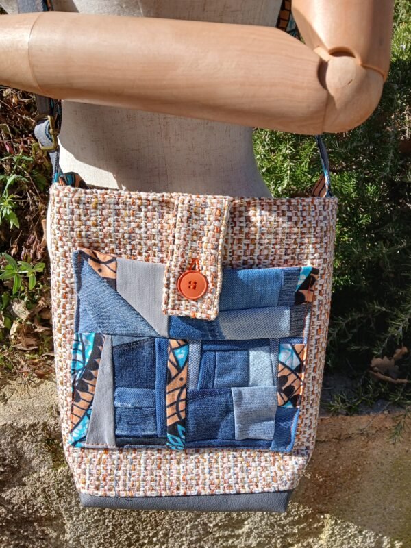 Sac tweed poche patchwork