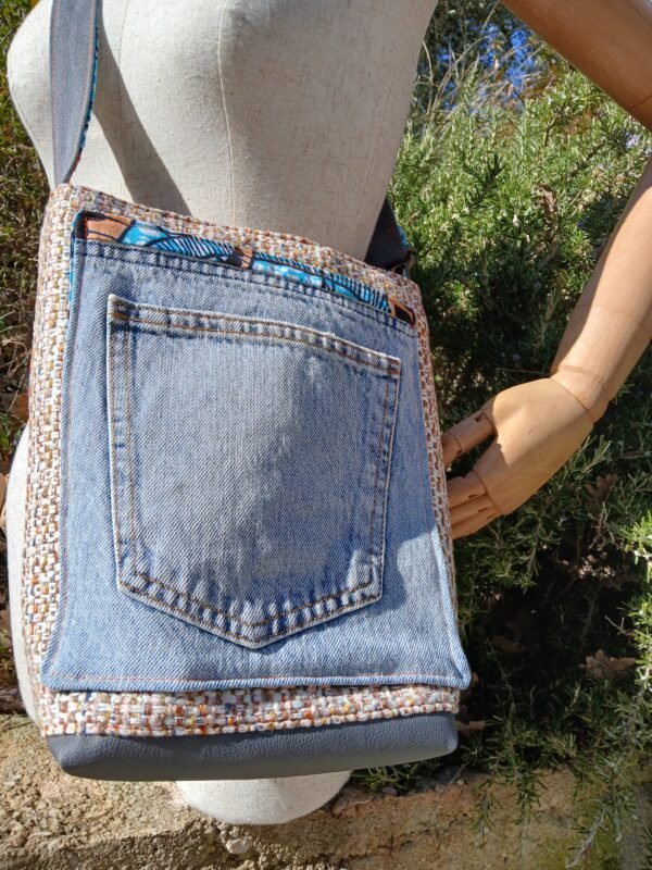 Sac tweed poche patchwork
