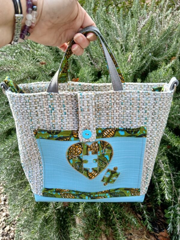 Sac poche brodée Cœur puzzle