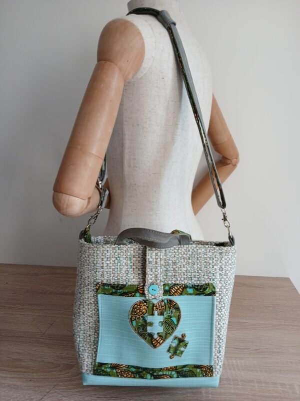 Sac poche brodée Cœur puzzle