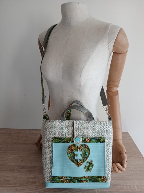 Sac poche brodée Cœur puzzle